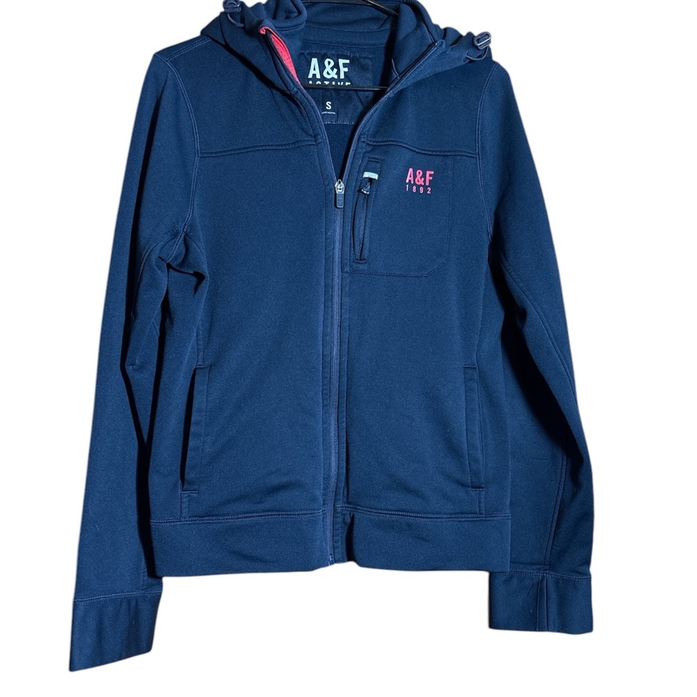 Abercrombie & Fitch Men’s Navy Blue Hoodie full zip. Size small
